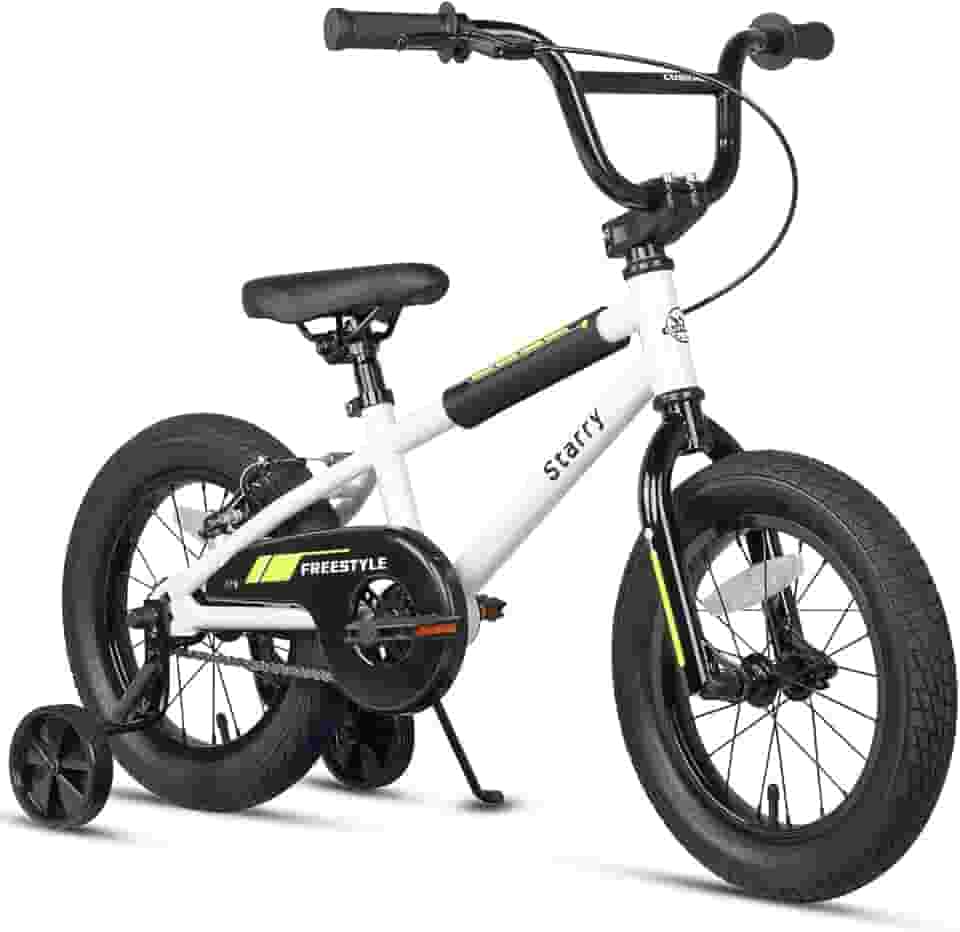 Bicicleta infantil estilo BMX 12 14 16 polegadas com rodas de treinamento freio para meninos e meninas de 1 a 8 anos, várias cores