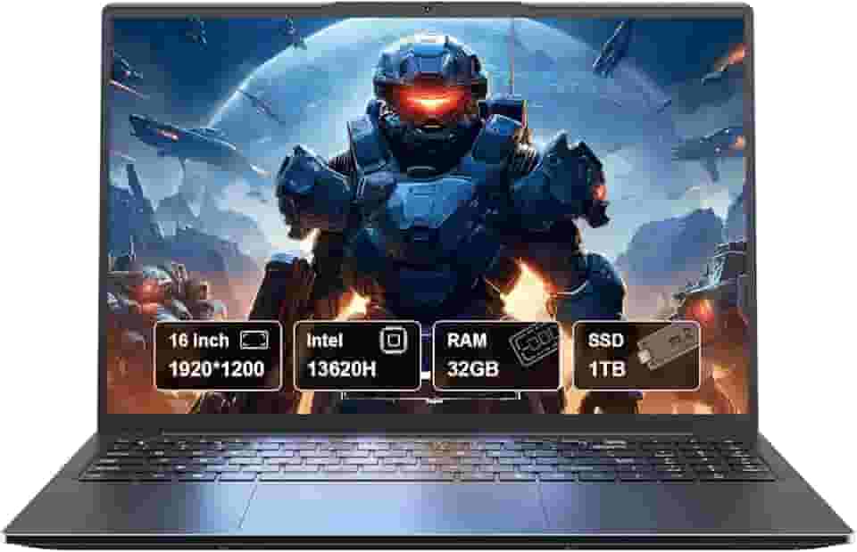 Laptop para jogos FHD de 16 polegadas com Intel i7-13620H (10/16, até 4,9 GHz), 32 GB de RAM, SSD NVMe de 1 TB, laptops Windows 11 Pro, teclado retroiluminado, câmera de privacidade, USB-C, leitor de