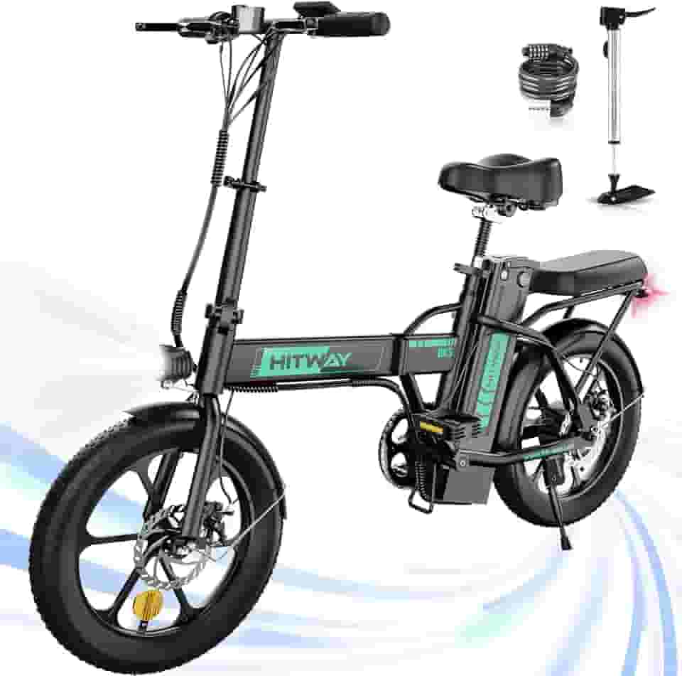 HITWAY Bicicleta elétrica para adultos, bicicleta elétrica com bateria removível de 36 V/12 Ah, bicicleta elétrica dobrável com pneu gordo de 36 V/12 Ah, bicicleta elétrica dobrável com motor de 500 W