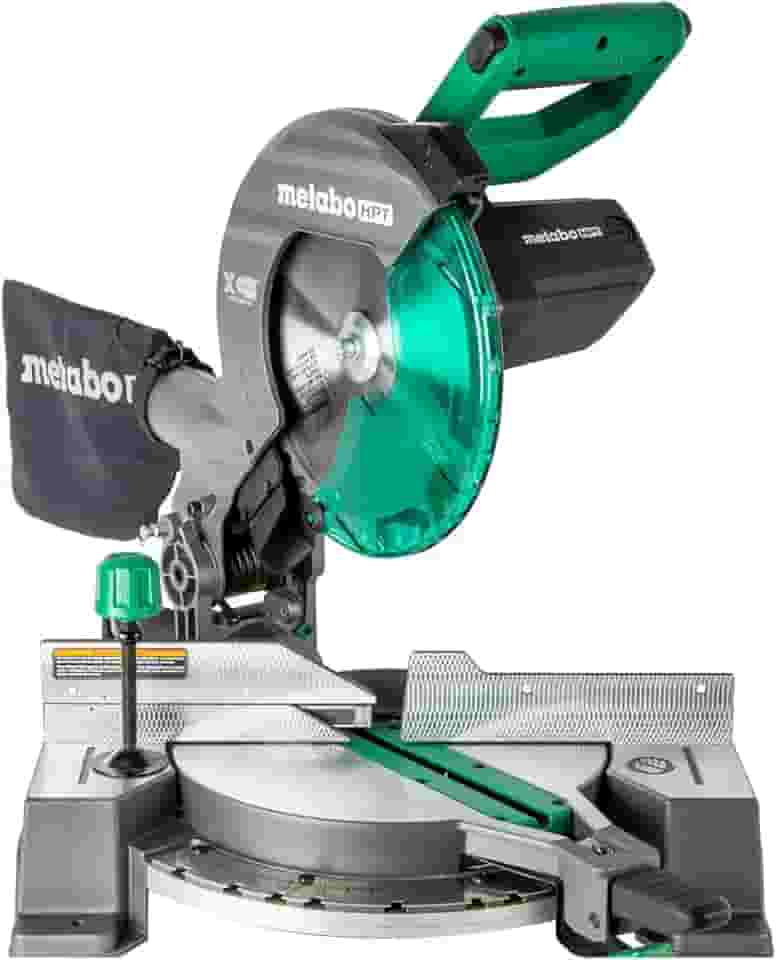 Metabo HPT - Serra de esquadria composta de 10 polegadas, sistema de linha de sombra LED de corte Xact, ângulos de esquadria de precisão, bisel único 0-45°, folha TCT 40T, paradas positivas, design