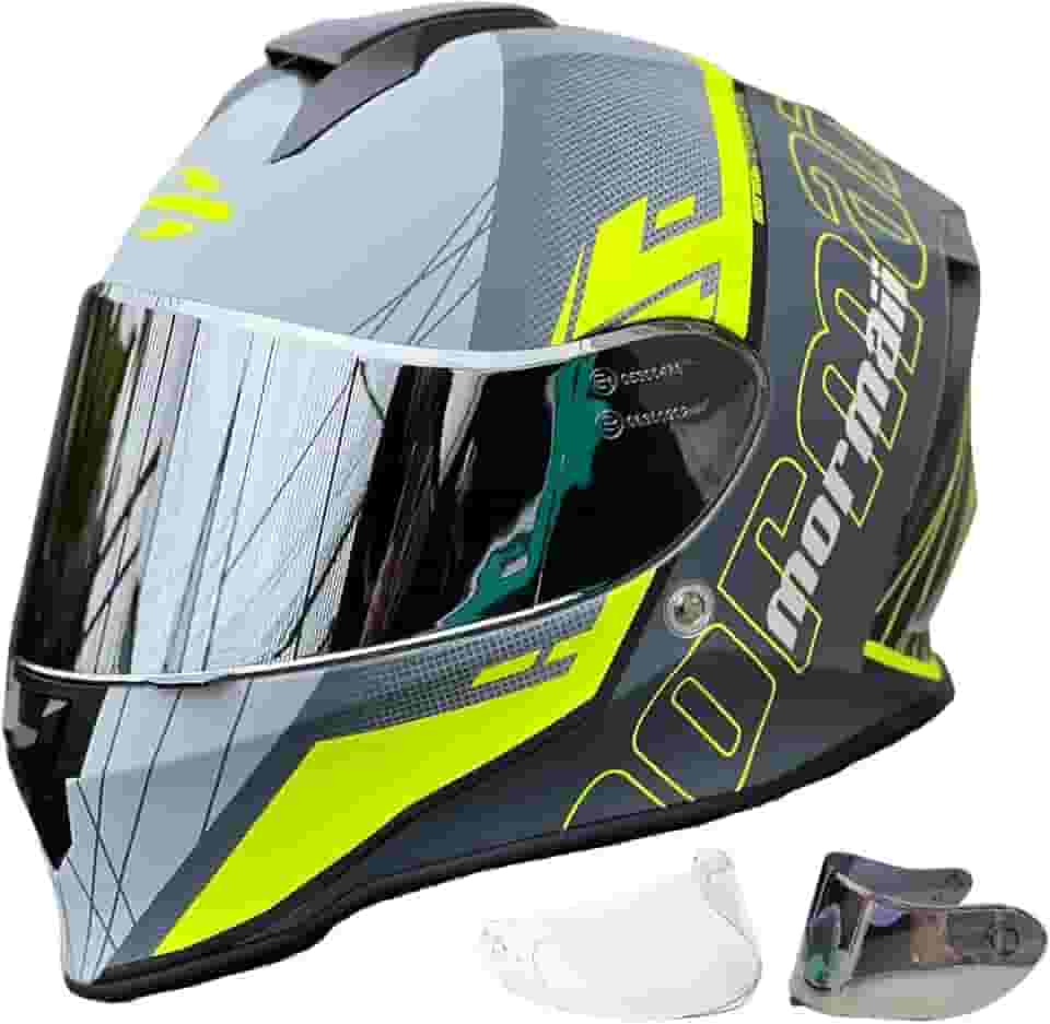 Capacete de Moto Masculino Feminino Mormaii Neon Fosco Fechado Original Viseira Transparente + Espelhada