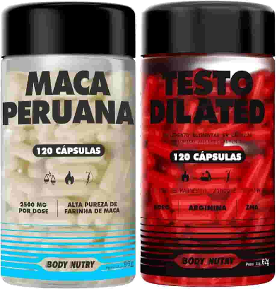 Kit Maca Peruana 2500mg 120 Capsulas Sem Gluten + Testo Dilated 120 Capsulas Vitaminas e minerais com Boro