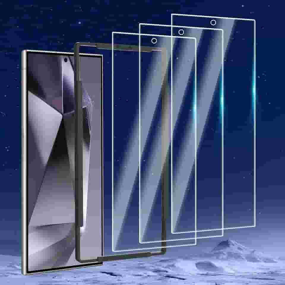 Pacote com 3 protetores de tela projetados para Samsung Galaxy S24 Ultra (6,8 polegadas) protetor de tela de vidro temperado, amigável e livre de bolhas ultra resistente (pacote com 3)