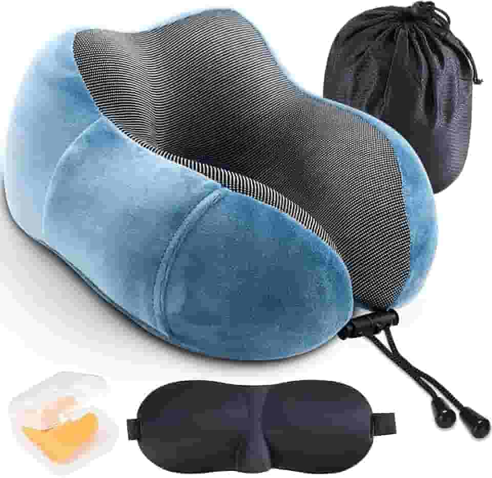 Almofada de Pescoço, Melhor Almofada Cervical de Espuma Viscoelástica, Almofada Macia para Apoiar a Cabeça Durante o Sono, Travesseiro Viagem, para Uso em Aviões, Carros e em Casa