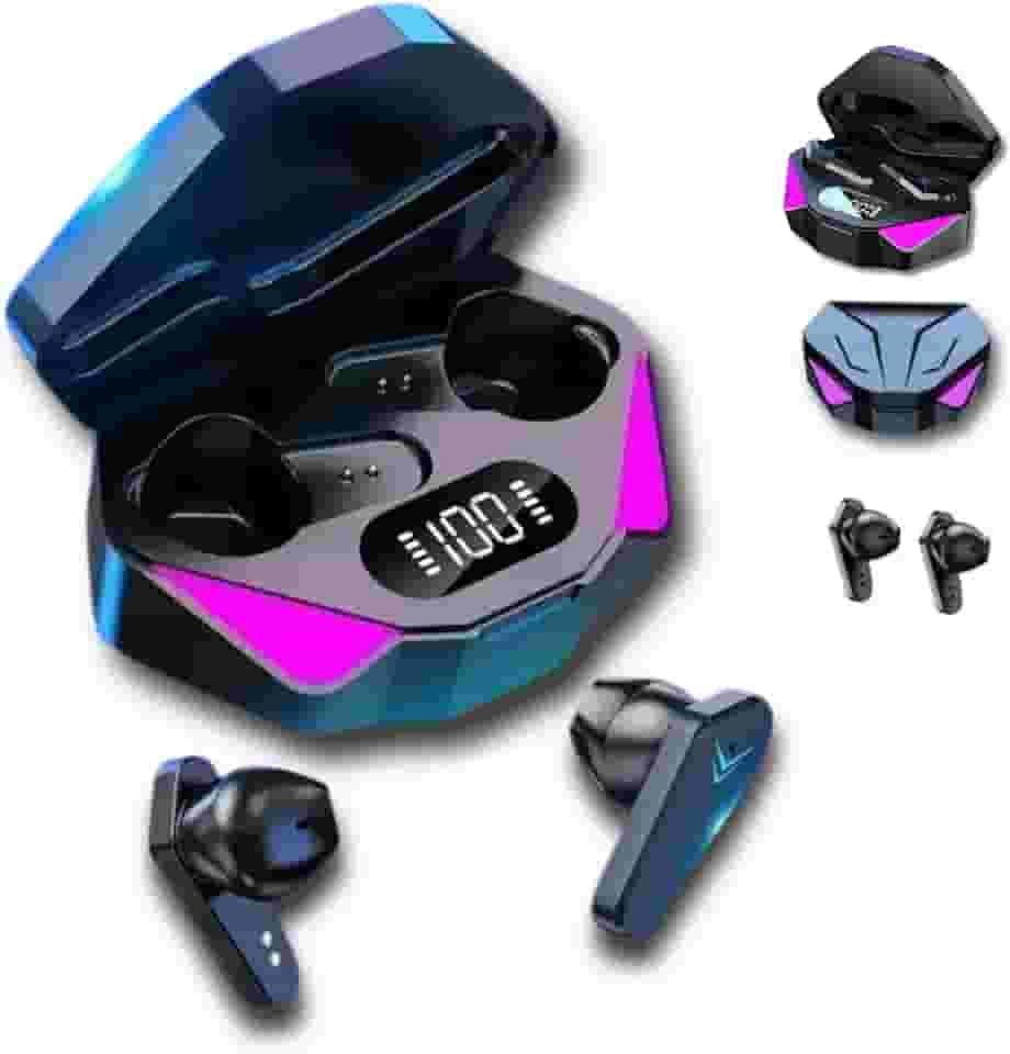 Fone de Ouvido Sem Fio Bluetooth 5.3 TWS, In-Ear, Esportivos, Academia, 5 Hrs de música, Com Estojo de Carga e Display, Voz HD, Modo Música e Gamer, Preto, Resistente