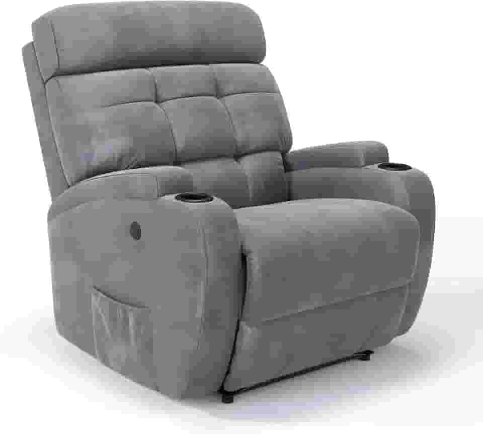 Poltrona do Papai Reclinável Elétrica em Suede - Modelo Florença Damie (Cinza)