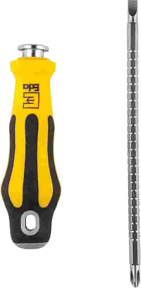 Eda 9VE Chave Reversível Fenda e Phillips Cromo Vanádio Eda, 1/4 Polegadas, Preto/Amarelo