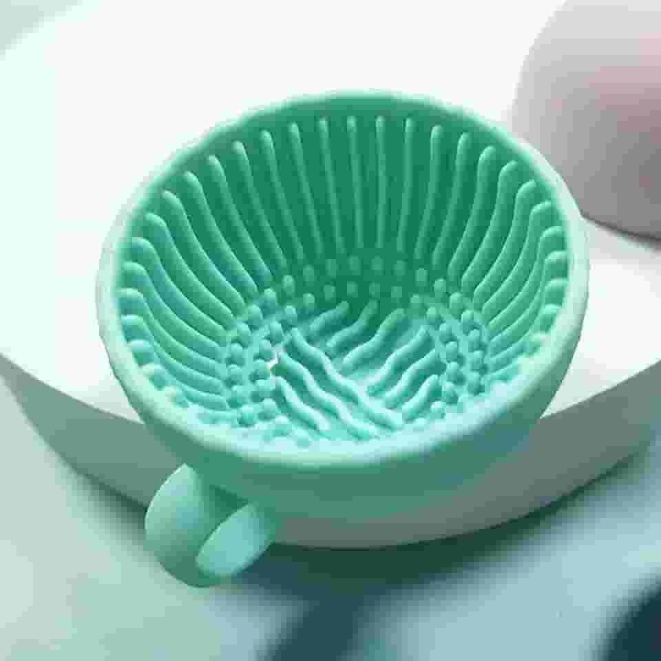 Tapete de limpeza de pincéis de maquiagem de silicone, tigela de limpeza, pincéis de cosméticos, organizador de ferramentas de limpeza para armazenamento e secagem ao ar livre (verde)