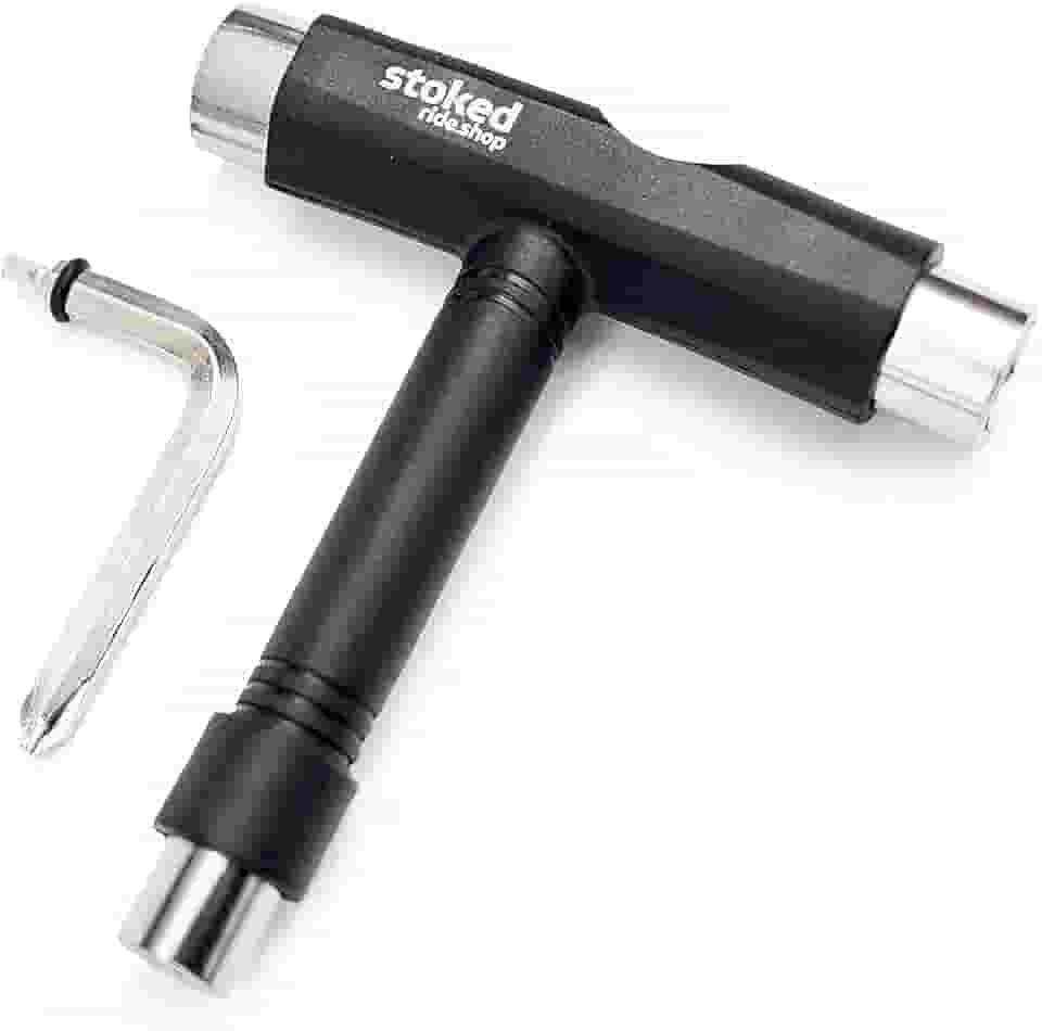 Stoked Ride Shop Ferramenta de skate tudo em um – Kit de ferramentas de skate multifuncional com chave Allen e chave de fenda Phillips tipo L