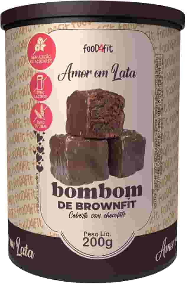 BOMBOM DE BROWNFIT CHOCOLATE ZERO AÇÚCAR - AMOR EM LATA 200G - FOOD4FIT