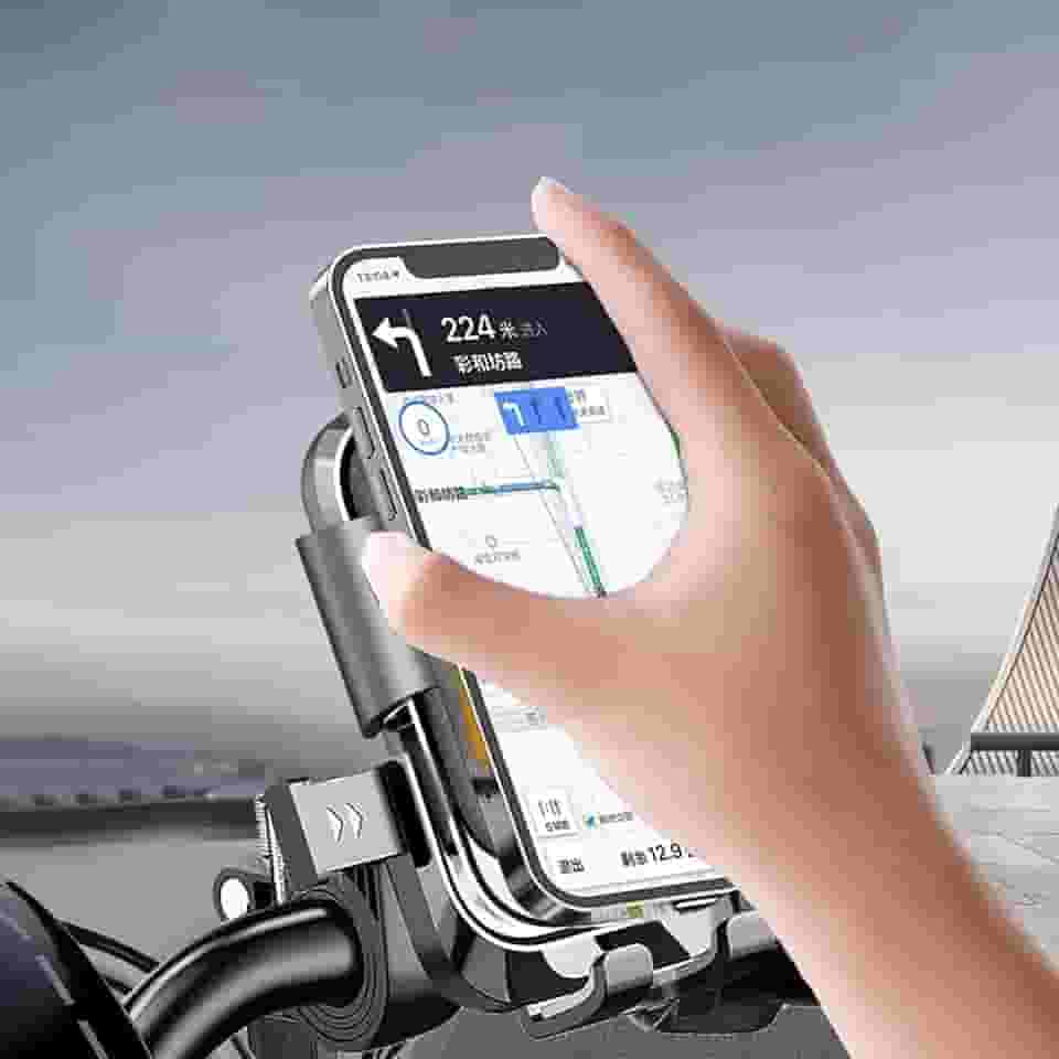 Suporte de telefone para motocicleta, suporte de telefone de bicicleta com trava automática, suporte de celular para guidão de bicicleta, operação com uma mão, rotação de 360 graus para mountain bike