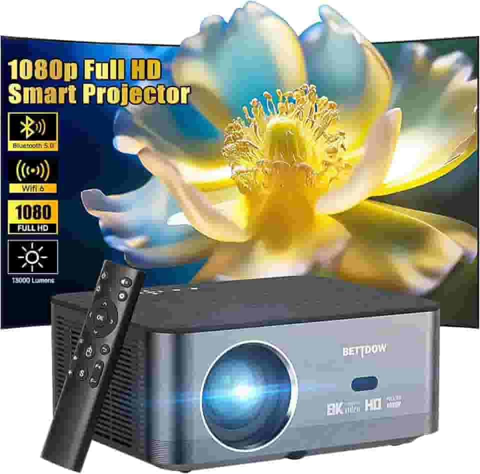 Bettdow Projetor 4k 8k 15000 Lumens Hd 1080p Compatível Completo De Android 9, Smart Projetores Retroprojetor Portatil 600 ANSI WiFi6, Auto Correção Trapezoidal, Foco Eletronico