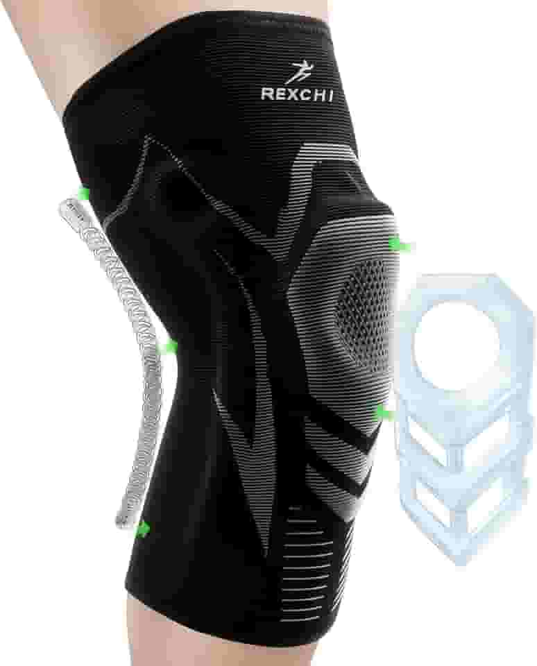 Joelheira de Compressão Profissional com Suporte de Mola Dupla + Silicone Antiderrapante - Estabilização da Patela, Tecido Respirável e Ajuste 3D - Para Ciclismo, Academia, CrossFit (Tamanho M)