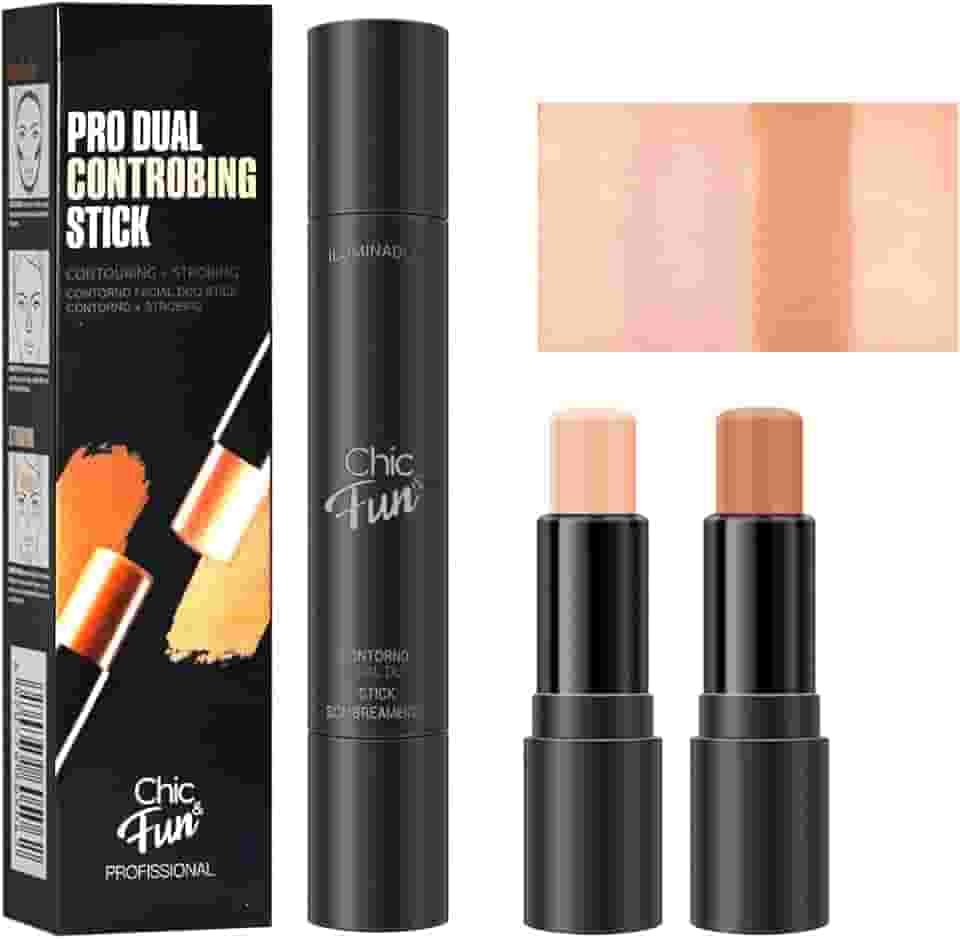 Bastão de Contorno e Iluminador 2 em 1, Chic Fun (#02, 2 Em 1)