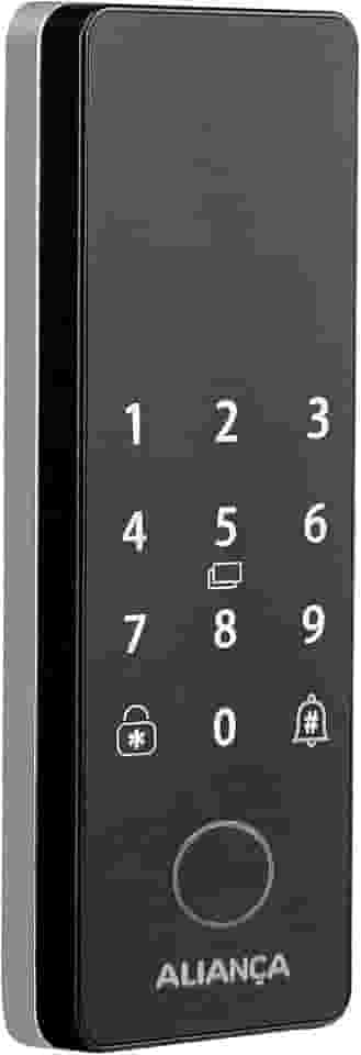 Fechadura Digital Iris Plus sobrepor para Porta de Madeira Preto Fosco Aliança