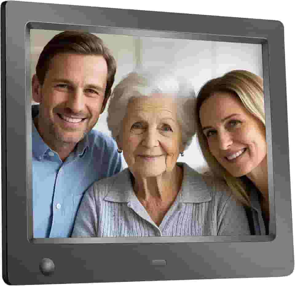 Porta-Retratos Digital 8" - Foto Com Apresentação De Slides, Visor Eletrônico, Sensor Movimento/Alta Resolução 180° Ips Lcd/Música Fundo/Calendário/Controle Remoto Por