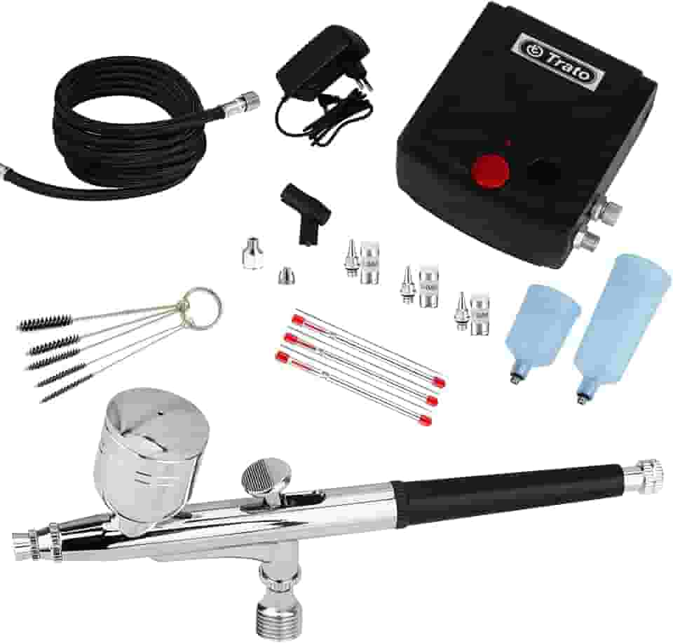 Kit Aerógrafo + Compressor Completo 17 Pçs Bivolt Aerografia Profissional