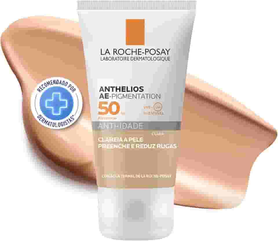 La Roche-Posay Anthelios, Protetor Solar Anti-Idade com Ácido Hialurônico, Cor Clara, Textura Gel Creme, FPS50, 50g