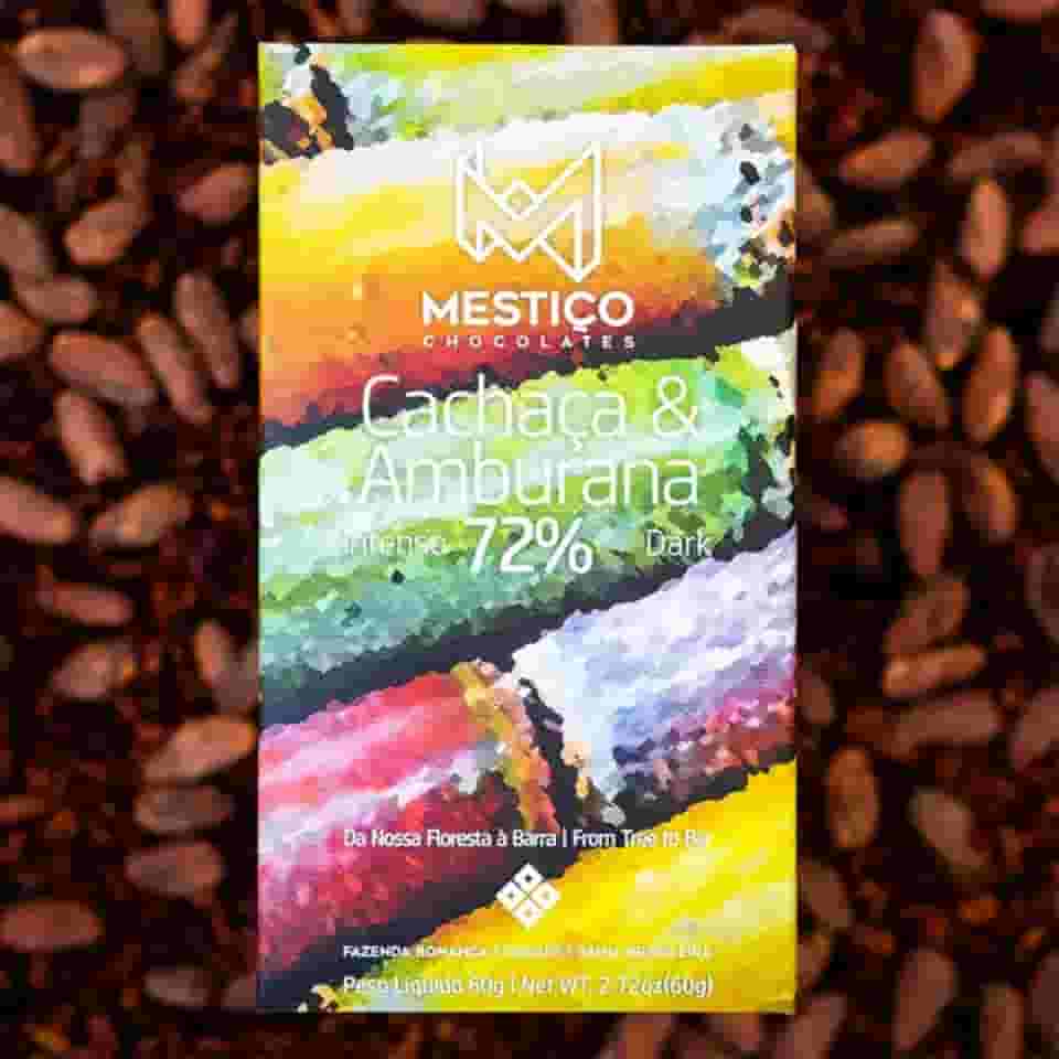 Mestiço Chocolates Cachaça & Amburana, 72% Cacau, Chocolate Artesanal Brasileiro, 60g