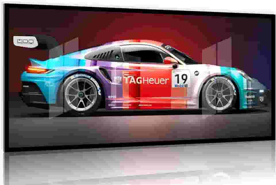 Quadro Decorativo Carro Marcas Porche Luxo 130x60 Moldura preta 2x2 cm