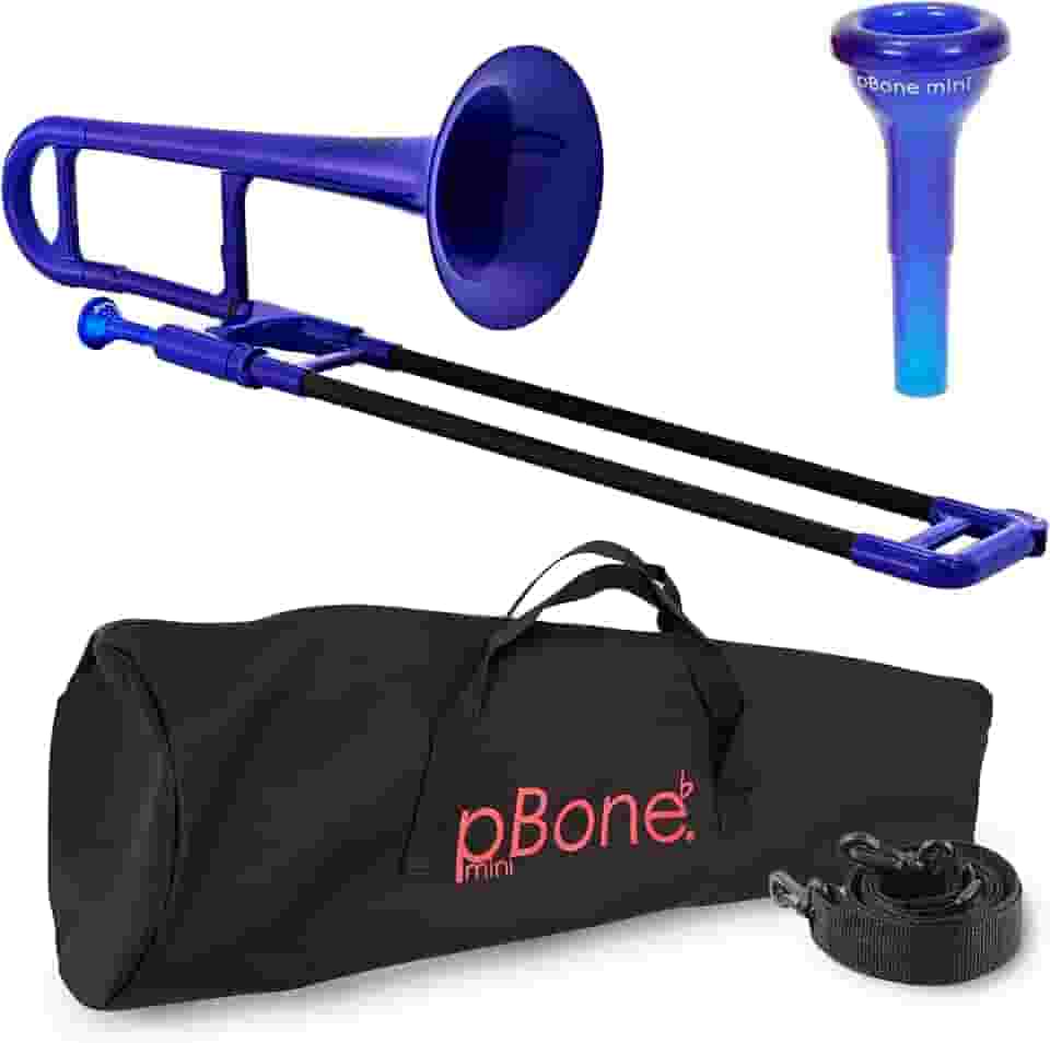 pBone Mini trombone infantil de plástico pBone - bocal e bolsa de transporte - leve, versátil, aderência ergonômica confortável - som autêntico Eb para estudantes e iniciantes - construção ABS durável
