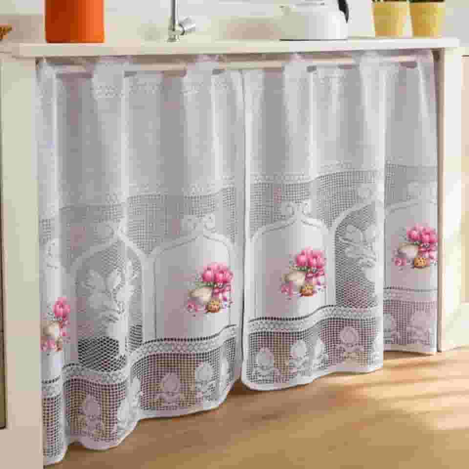 Cortina de Pia em Renda Estampada, 160 cm x 80 cm