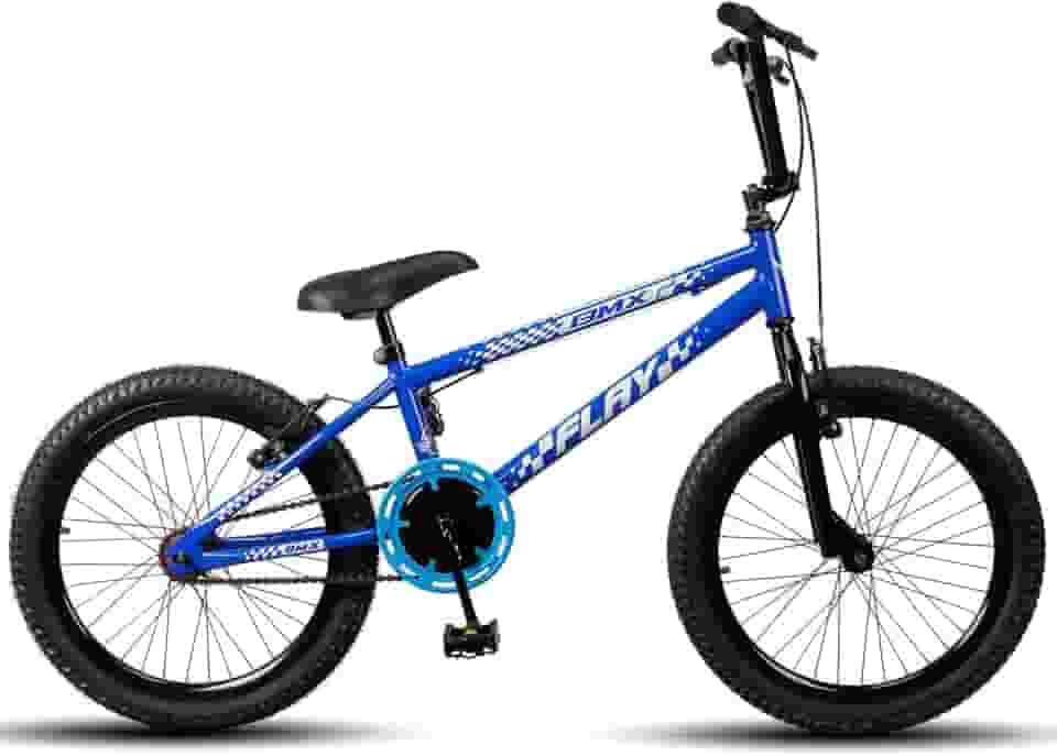 Bicicleta Aro 20 BMX Infantil Flay Aro Aero Freio V-Brake Menino 6, 7, 8, 9, 10 + anos - Azul Escuro