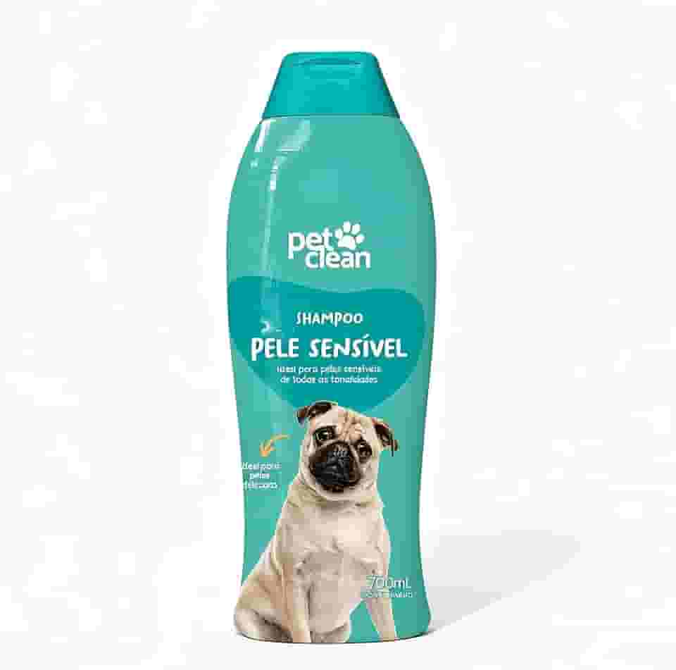 Pet Clean Shampoo para Pele Sensível, Fórmula Suave para Cães e Gatos, 700ml, com Extrato de Aveia, para Pelos Macios e Brilhantes