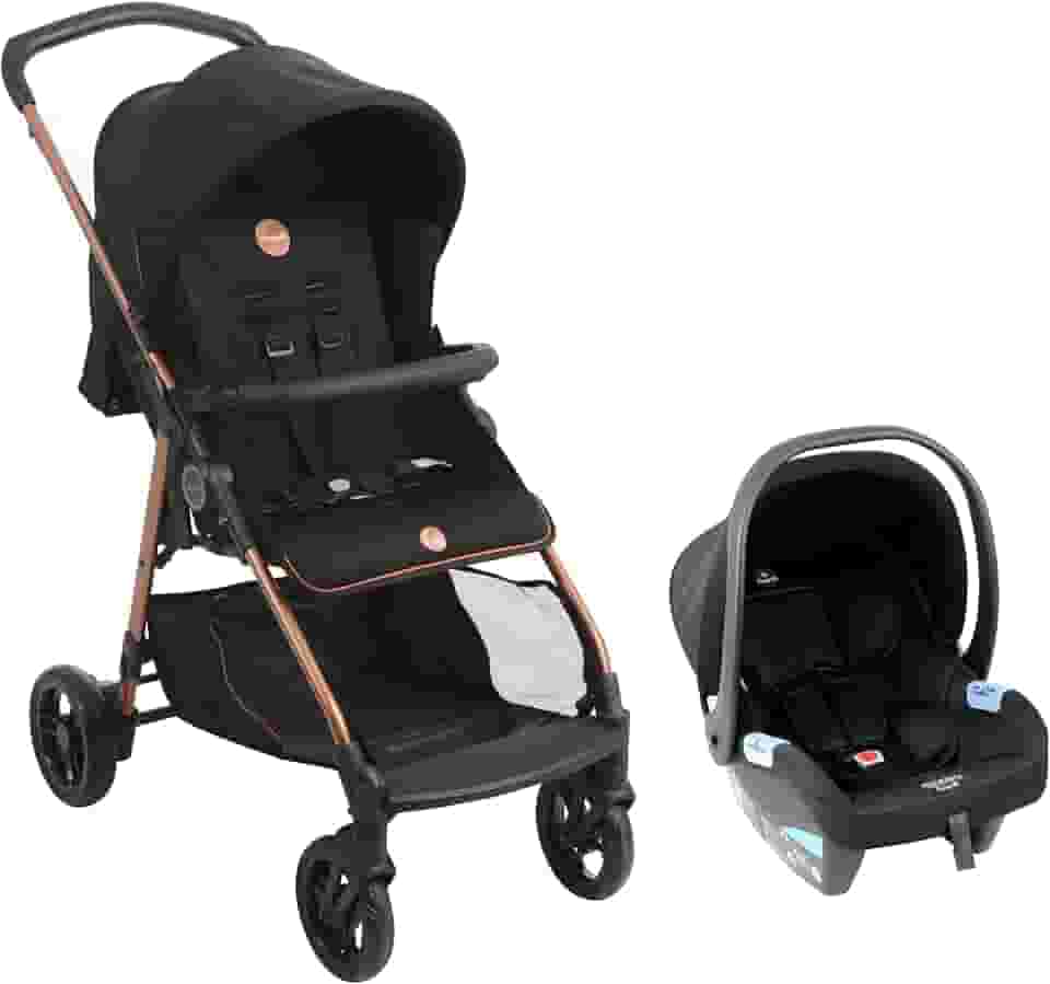 Carrinho de Bebê com Bebê Conforto, Lui Travel System Preto Cobre Burigotto