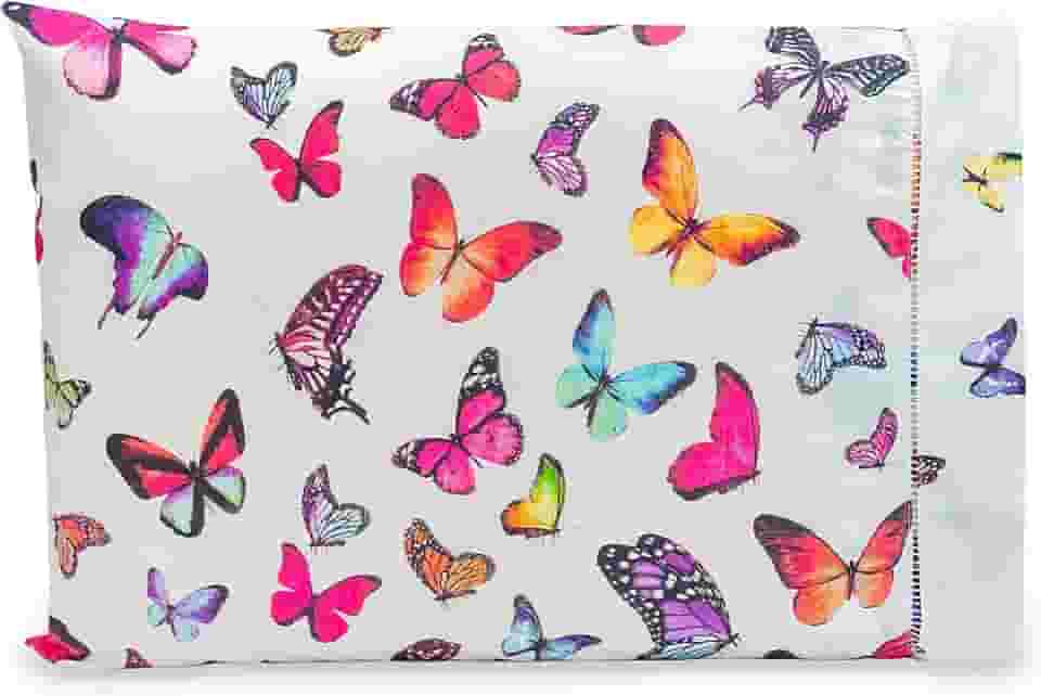 1 Fronha com Ponto Palito 70cmx50cm Percal Estampado 180 fios (Borboletas)
