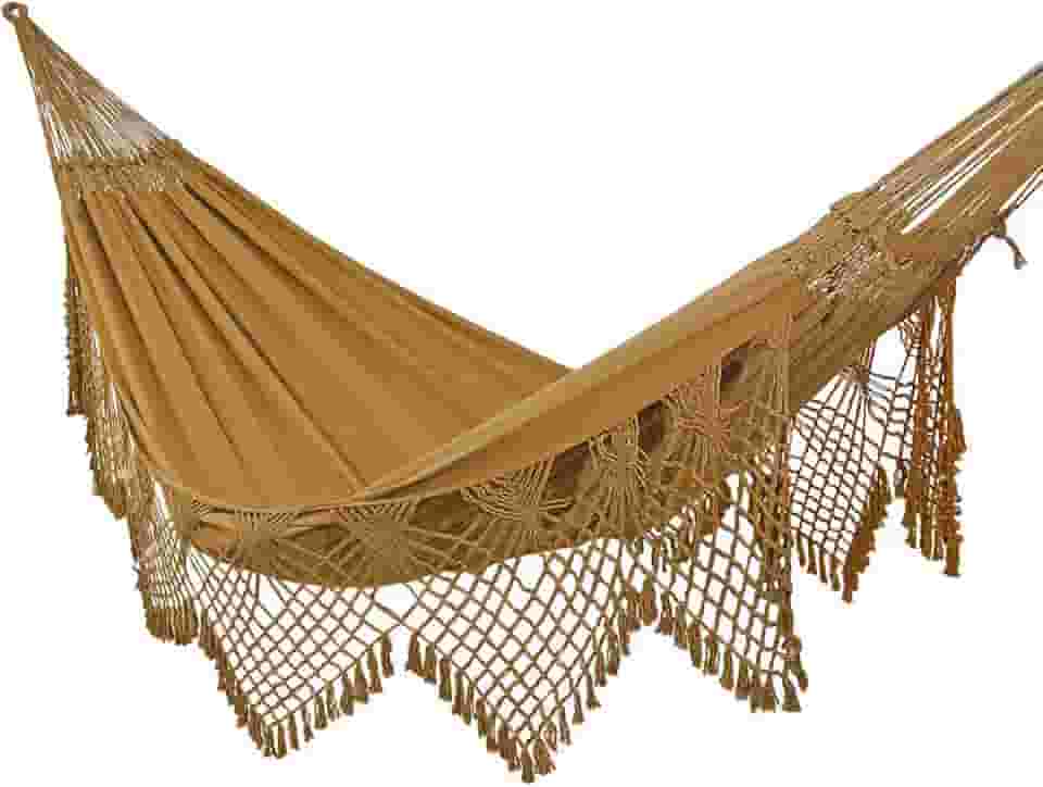 Rede de Dormir e Descanso Safira Casal Extra 100% Algodão Jaguaruana. (Caramelo)