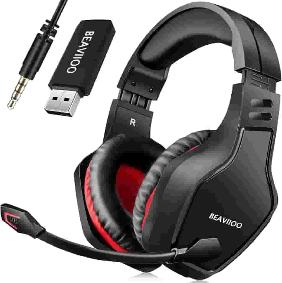 Wireless Gaming Headset PC, PS5, PS4-50-Hr Battery, Noise-Canceling Mic, Surround Sound, for Immersive Gaming, Virtual Meetings, All-Day Comfort, Gamers & Professionals (Update)