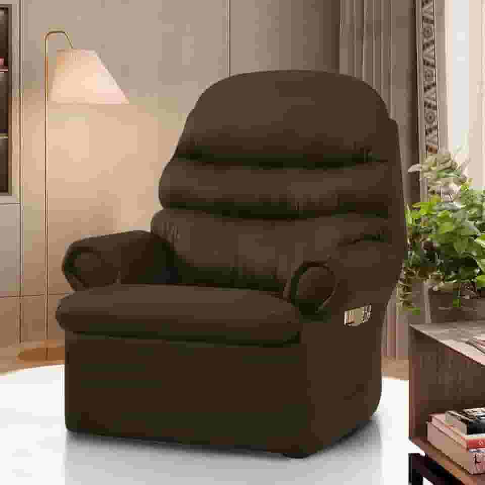 Poltrona Do Papai Em Corino Hospitalar Reclinável Idosos Marrom