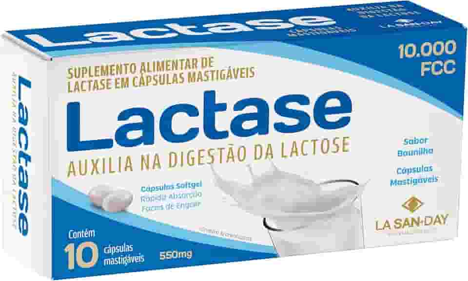 Lactase 10.000 FFC (10 Cápsulas) - É uma enzima que quebra a molécula de lactose (açucar presente no leite e derivados) em glicose e galactose