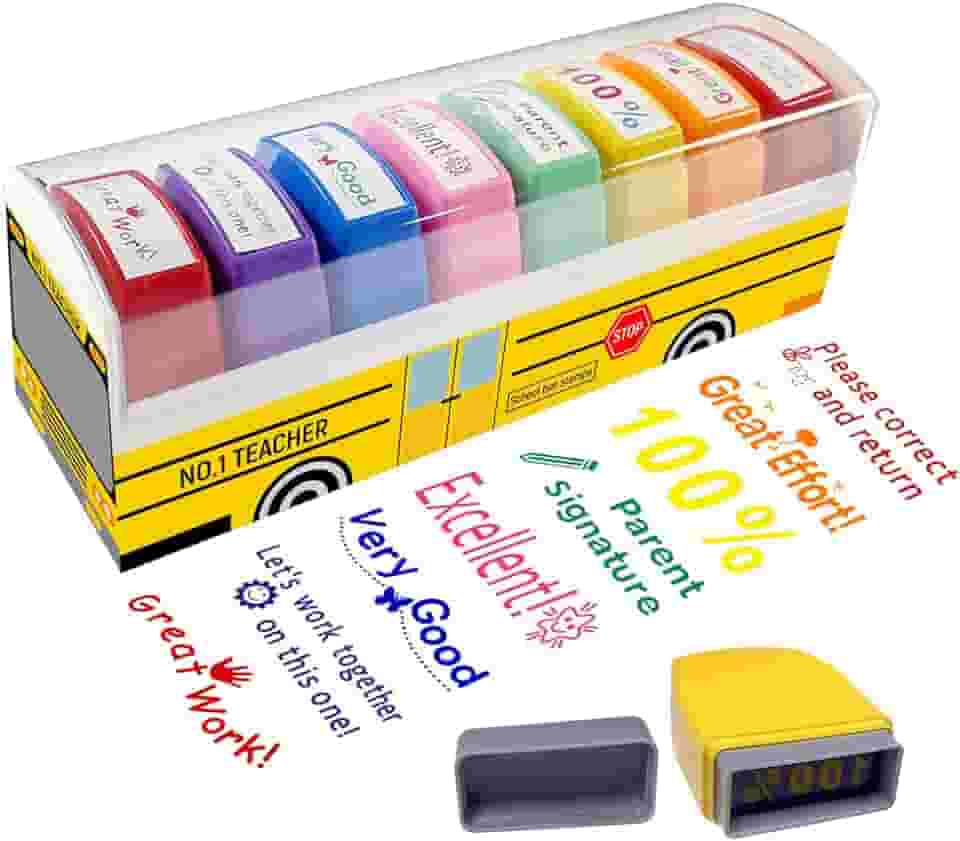 Carimbos de professores para dar notas à sala de aula, motivação autotinta, ótimo trabalho, carimbo de assinatura dos pais para dever de casa, presentes de agradecimento de professores de dia dos