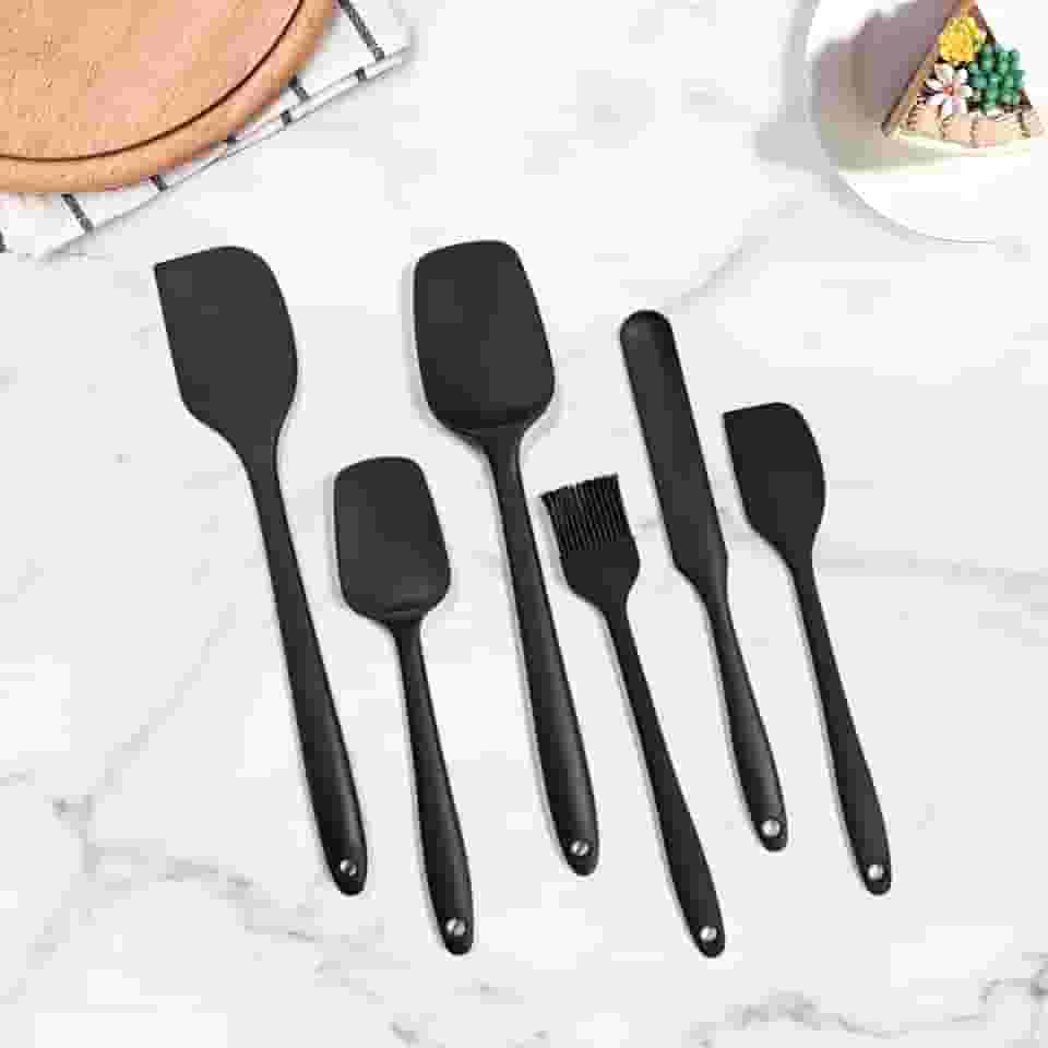 Conjunto de 6 espátulas de silicone, espátulas de borracha de silicone resistente ao calor para uso na cozinha, espátula de borracha de grau alimentício com aderência ergonômica, para cozinhar, livre