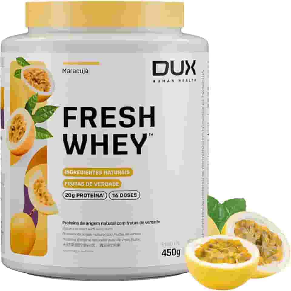 Fresh Whey Protein - Maracujá 450g - 20g de Proteínas por Porção - Suplementos Naturais, Suplementação Treino Academia, Ganho Muscular Hipertrofia - DUX HUMAN HEALTH