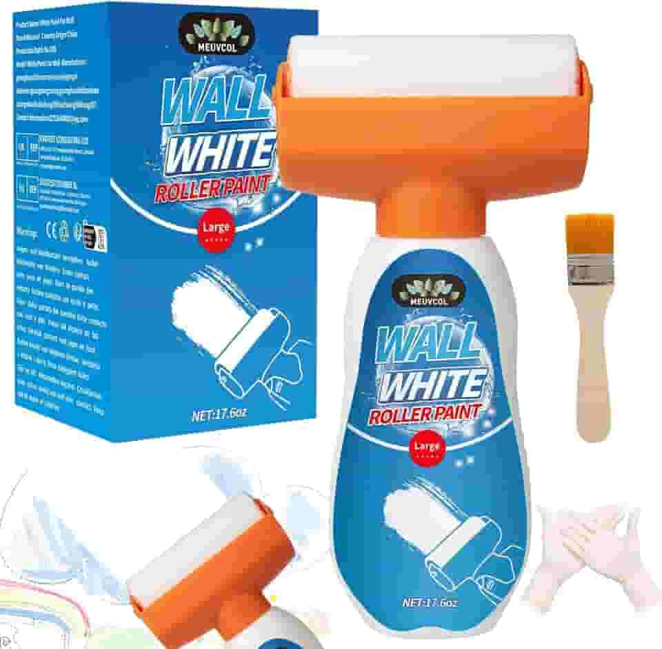 Tinta branca para parede, tinta de retoque de parede de 17,6 Floz com rolo