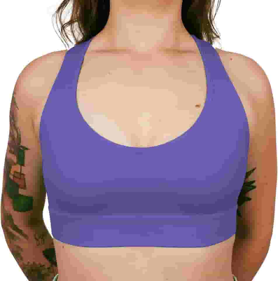 Top Academia Fitness Sem Bojo Alta Sustentação Sem Costura Nadador Canelado Poliamida Elastano Selene