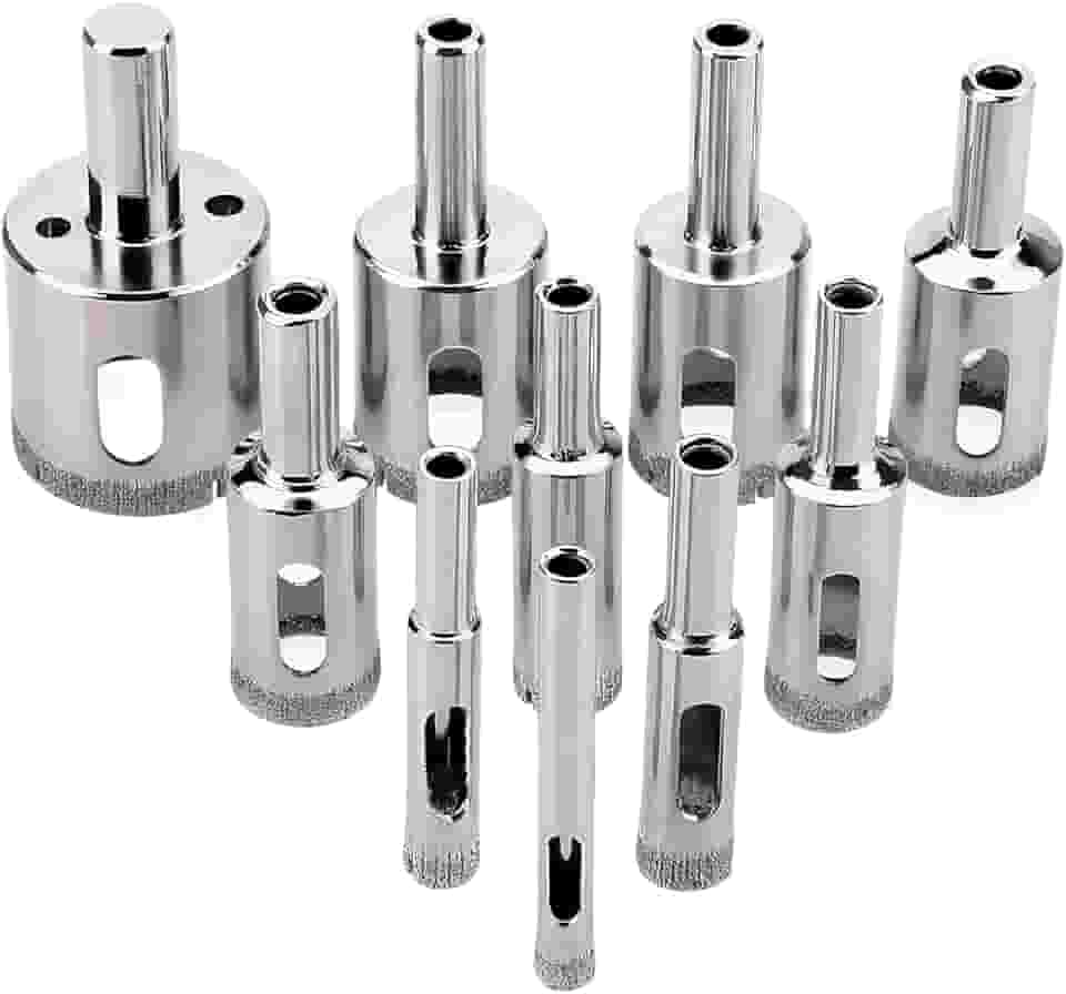 Broca Diamantada para Porcelanato 10 Peças - 6 a 30mm - Broca de Diamante para Vidro, Cerâmica, Mármore, Azulejo e Alvenaria