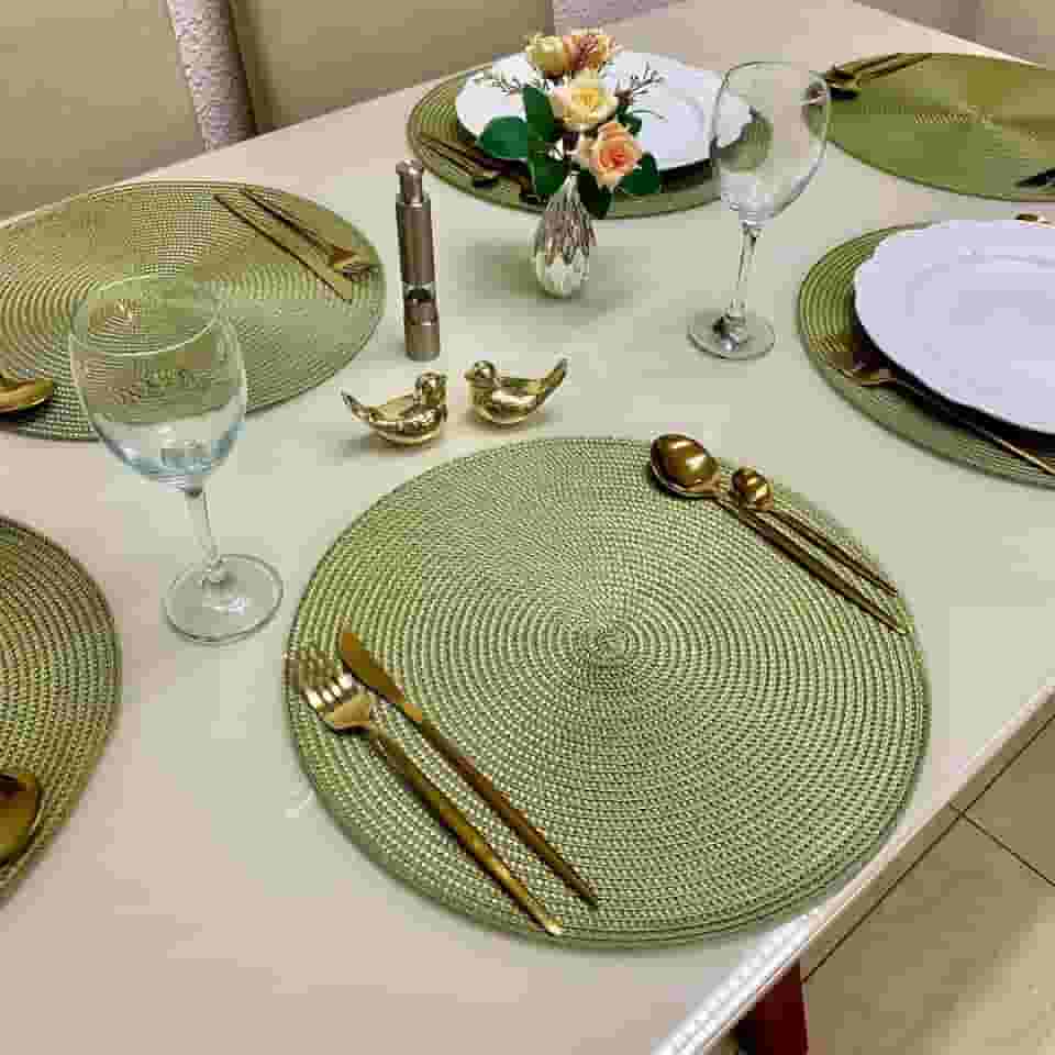 Jogo Americano Redondo 6 Peças Mesa Posta Sousplat (Verde Oliva)