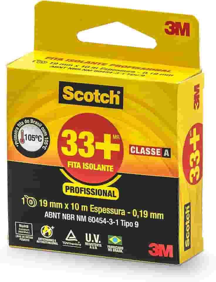 Scotch, 3M, Fita Isolante, 33 +, Preto, 19mm x 10M