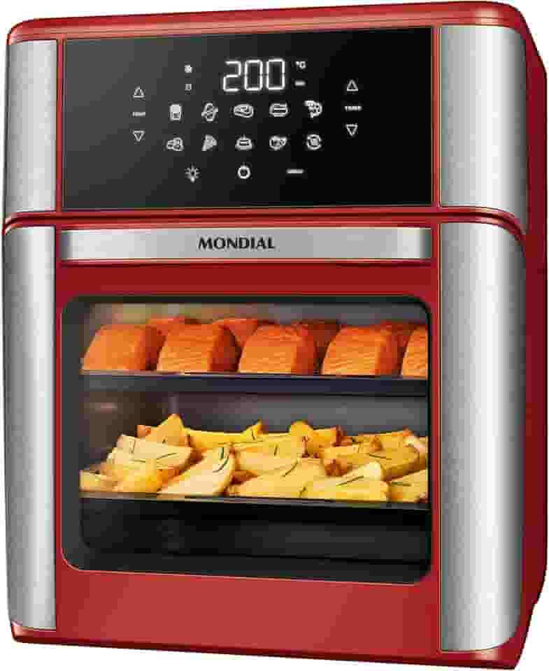 Fritadeira Air Fryer Forno Oven 12L, Mondial, Vermelho/Inox, 2000W, 127V - AFON-12L-RI