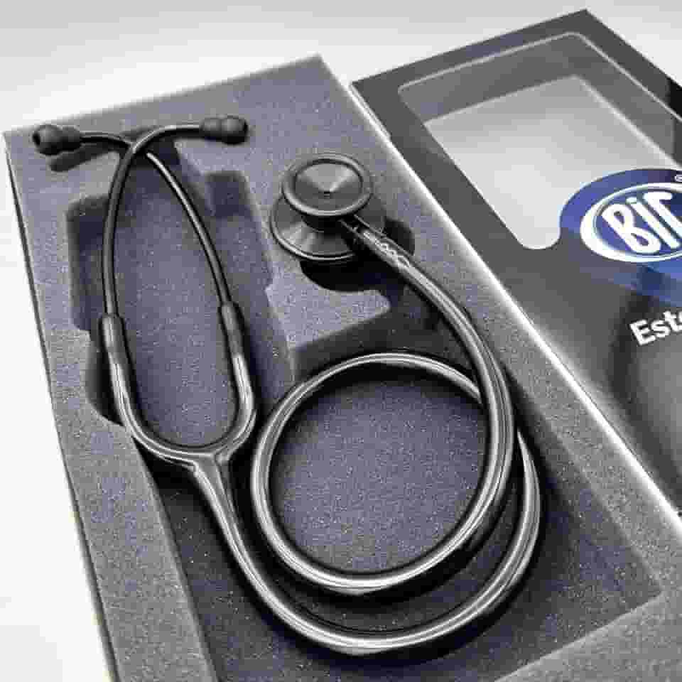 Estetoscópio Duplo Efficace Profissional BIC Adulto e Pediátrico Preto - Ideal enfermagem e estudantes