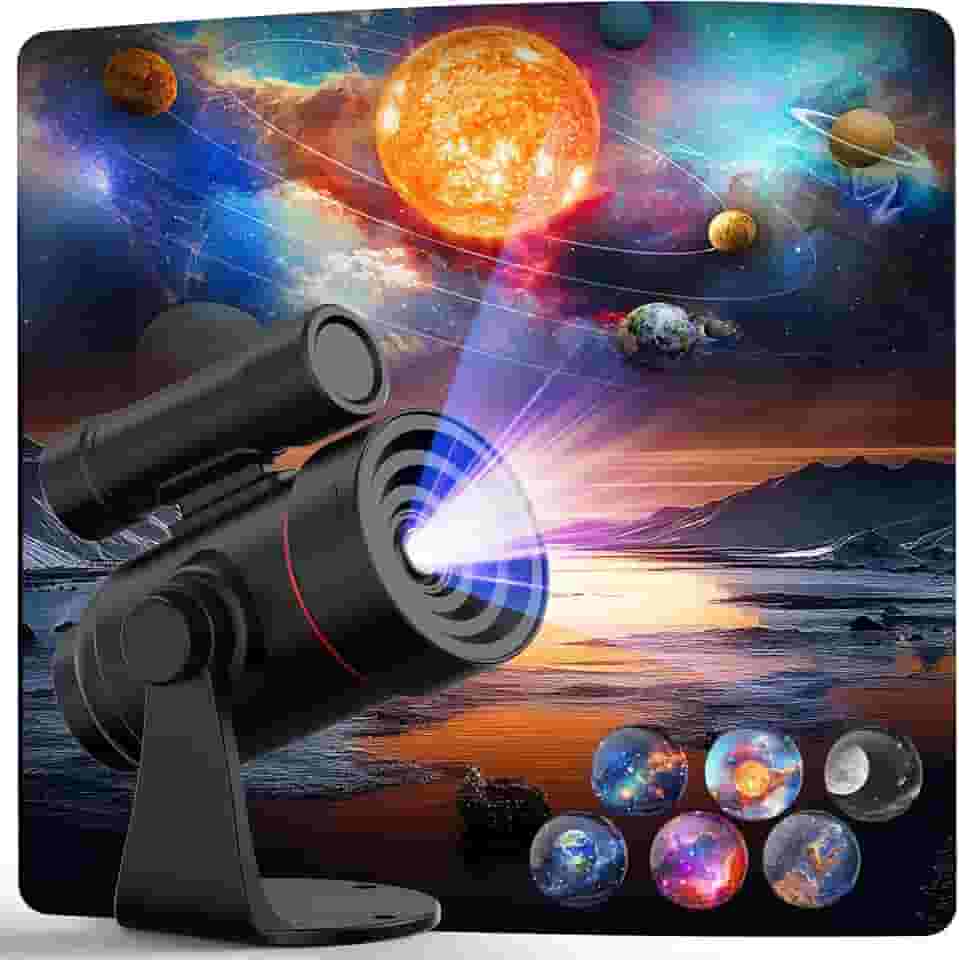 Projetor estrela atualizado, projetor de galáxia planetário HD recarregável com bateria de 2000 mAh, projetor de teto montado na parede, cenários de nebulosa espacial de rotação de 360° para decoração