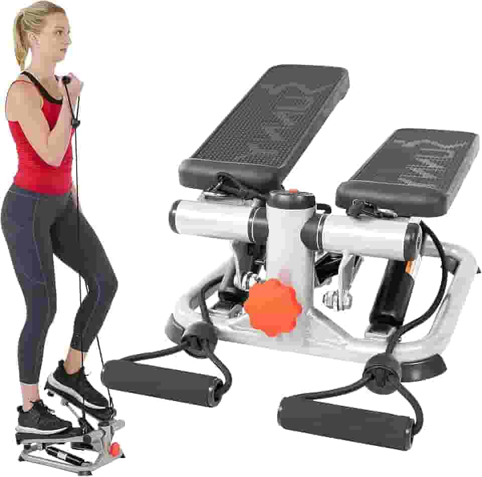 Sunny Health & Fitness Mini Stepper Stair Stepper Equipamento de exercício com faixas de resistência