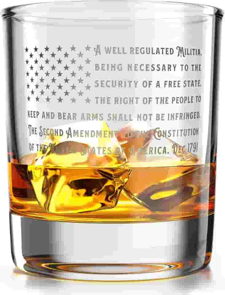 2nd Amendment American Flag - Old Fashioned Whiskey Rocks Bourbon Glass - Capacidade de 290 ml