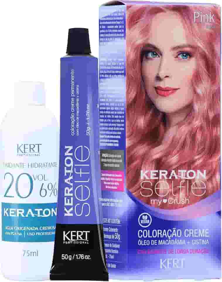 KERT Coloração Permanente Em Creme Para Cabelos Com Cistina E Óleo De Macadâmia Selfie My Crush 50G Keraton Pink/Rosa
