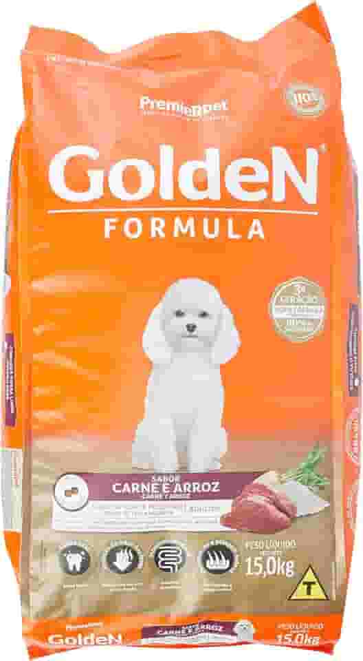 Ração Golden Fórmula Mini Bits para Cães Adultos Pequeno Porte Sabor Carne e Arroz, 15kg Premier Pet Para Todas Pequeno Adulto,