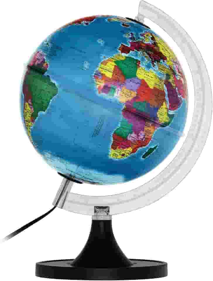 Globo Terrestre Genio Politico - 21cm Iluminado com Led Branco Bivolt - Base Plastico (37X 21,5 X 21,5)